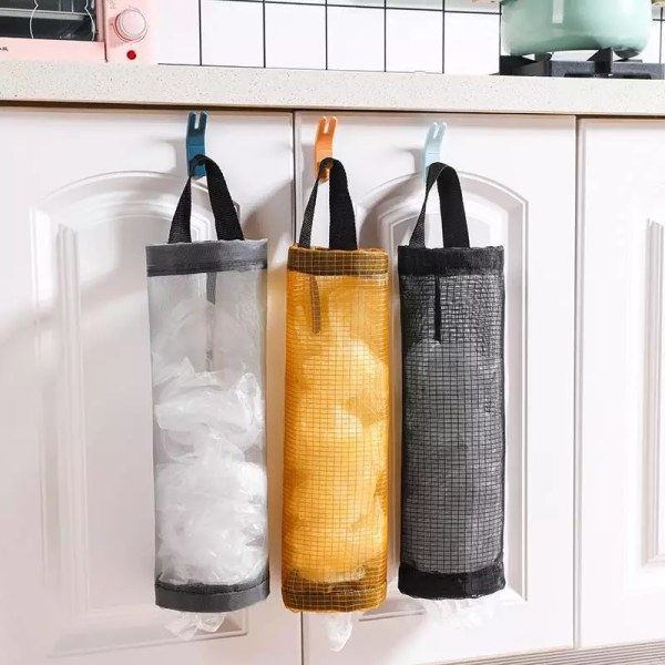 Hem Livsmedelspåshållare Väggfäste Plastpåshållare Dispenser Hängande förvaring Skräp Soppåse Organizer 04-44x11cm