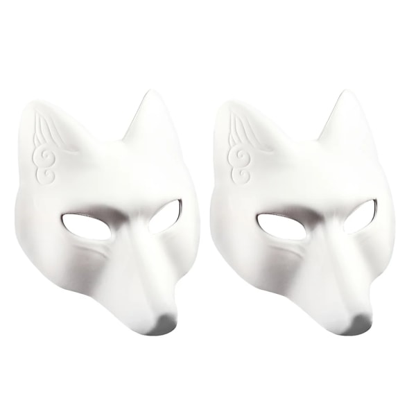 2 st DIY Fox Mask Maskerad Barn Halloween Fest Dekoration Bal Outfits Män Pu Omålade Blank Man Masker White