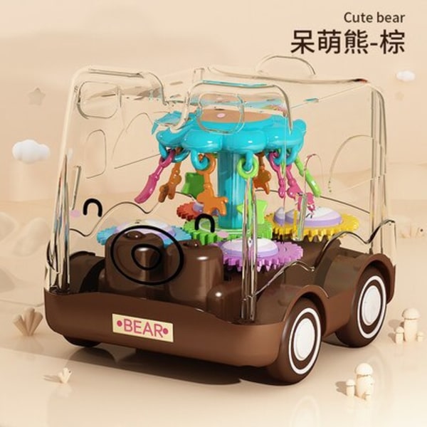 Transparent tröghetsbil för baby , bilmodell, leksaker för småbarn, barnfödelsedagar, 1 år gammal bear