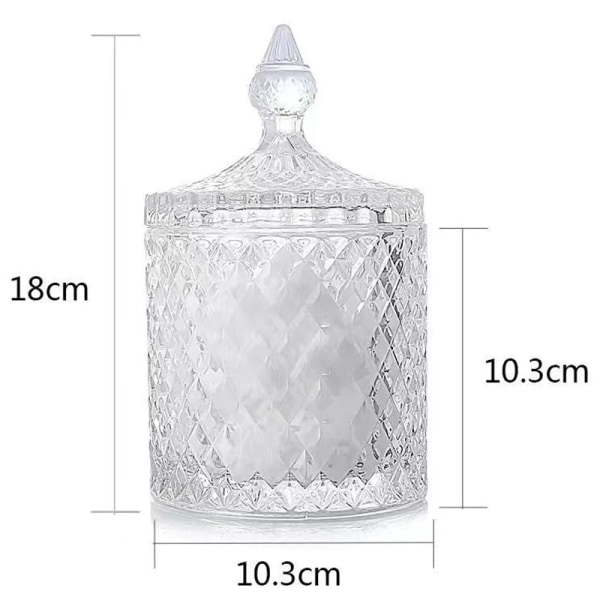 Förvaringsburk Europeisk kristallglasgodiskål med cover Sockerburkar Diamantgodislåda Smycken Förvaringsburk Köksförvaringsburk B-large