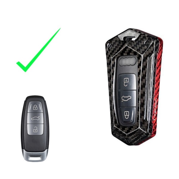 1 st. kolfiber FOB-fjärrkontrollskal för Audi A4 A5 S4 S5 Q5 Q7 TT A6 A7 A8 Q8 A4 A5 A6 A6 A7 S5 S7 RS ADD-Black red