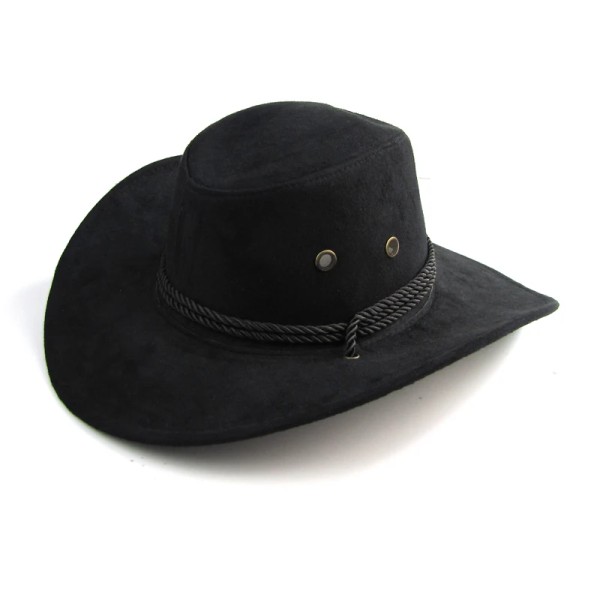 Resor Kycklingskinn Sammet Cowboyhatt Western Sommarsolskydd Herrhatt Riddarhatt Herr Kvinnor Ridhatt Black Cowboy hats