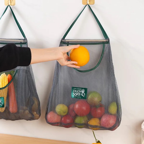 1 ST Mesh Nät Återanvändbar hängande förvaringspåsar Frukt Grönsak Vitlök Lök Organizer Hem Hollow Mesh Bag Kökstillbehör Style 3