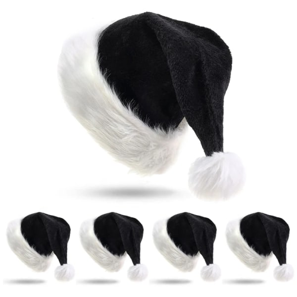 Julhattar för vuxna Barn Jultomte Svart Röd Hatt Cap Hem Jul Nytt År Navidad Dekorationer God Julklappar C-Red Short Plush