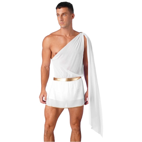 Herr forntida grekiska gud Gladiator Rollspel Kostym Kjol med en axelrem Mr Toga Halloween Carnival Temafest Cosplay kostym Black M