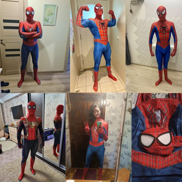 Vuxen Peter Parker Superhjälte Jumpsuit Spandex Stretchy Suit Halloween Cosplay Kostymer Remy Body Man Jumpsuit Cosplay Kostym 1 XXXL(185-190CM)