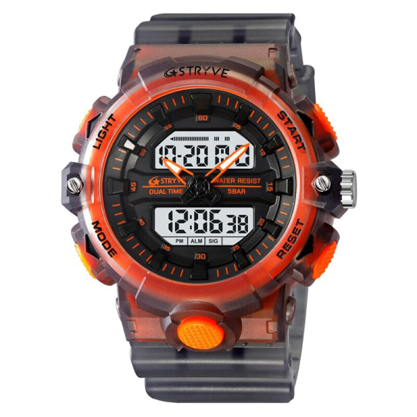 STRYVE Top Brand Elektronisk Watch För Herr Utomhussport Vattentät Dual Time Display Quartz Armbandsur Gummi reloj hombre gray