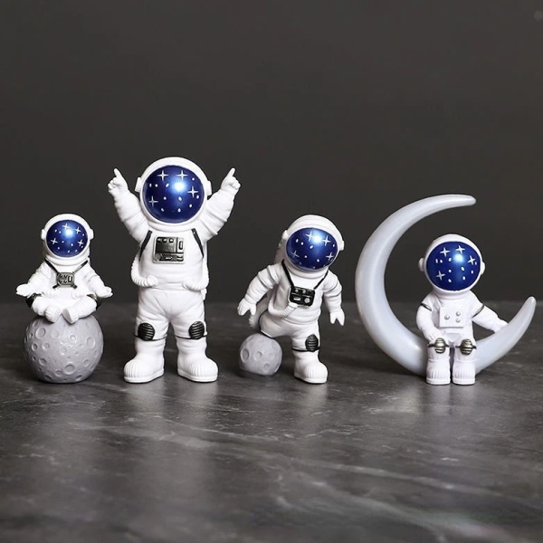 3/4 st Astronautfigur Staty Staty Spaceman Skulptur Pedagogisk leksak Skrivbord Heminredning Astronautmodell För barn Present