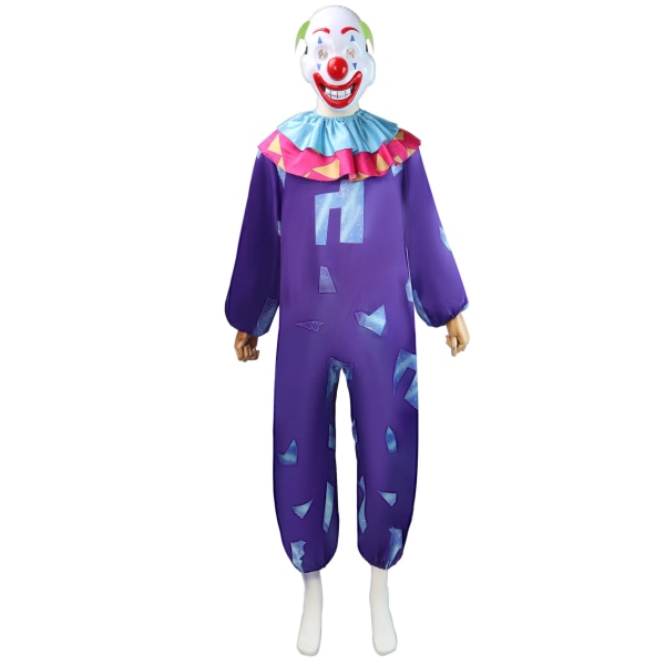 Scenframträdande Rolig Clown Cosplay Dräkt Cirkus Clown Kläder Halloween Party Jumpsuits Mask Handskar Outfit För Kvinnor Män Purple XXXL