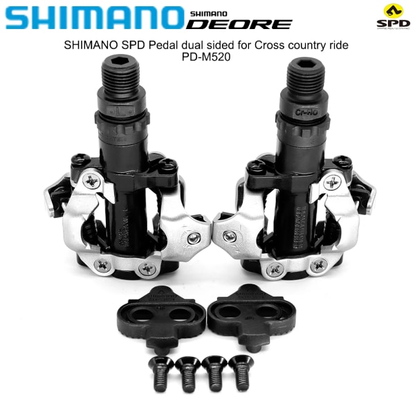 SHIMANO DEORE PD-M520 M540 SPD cykelpedaler Självlåsande pedal med SM-SH51 klosssats set MTB mountainbike originaldelar M520