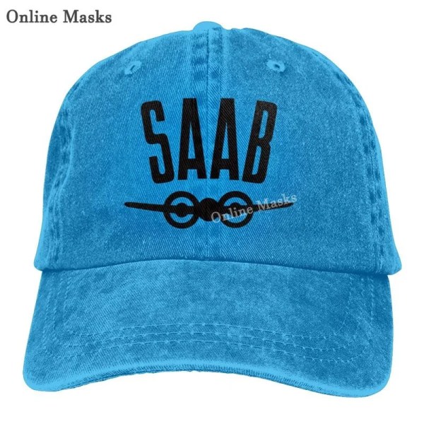 Saab Hat Trucker Mesh Baseball Cap Vintage Racing Kepsar Billogotyp Snapback Blue