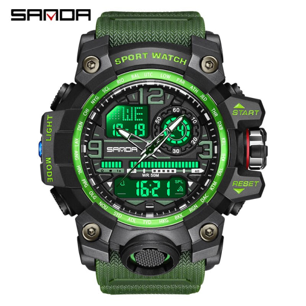 SANDA G style New Men Watch 50M Vattentät Sport Militär Quartz Watch For Man Electron Digital Armbandsur Reloj De Hombre Black red 3133
