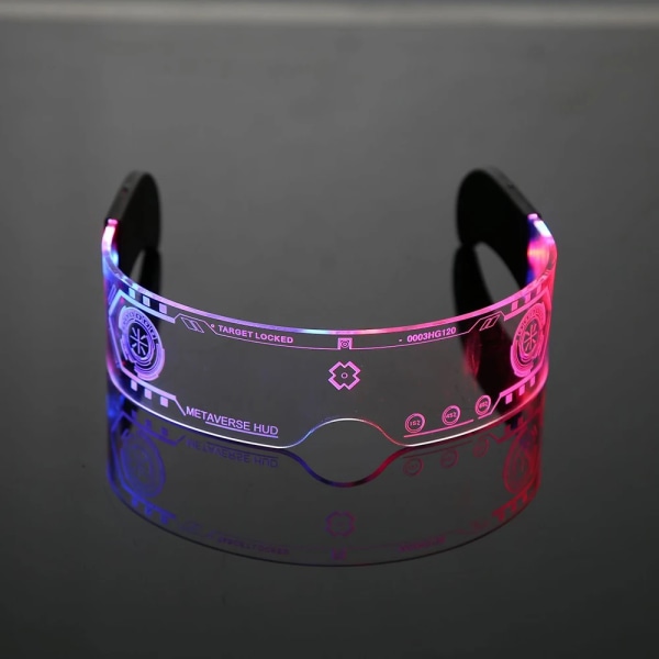 Dekorativa Cyberpunkglasögon i 7 färger Färgglada självlysande glasögon LED lyser upp style 9