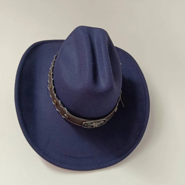 9 cm bred brättad västerländsk cowboyhatt för män Vintage Fascinator Cowgirl Jazzhatt Cloche Church Kepsar Sombrero Hombre Type 7