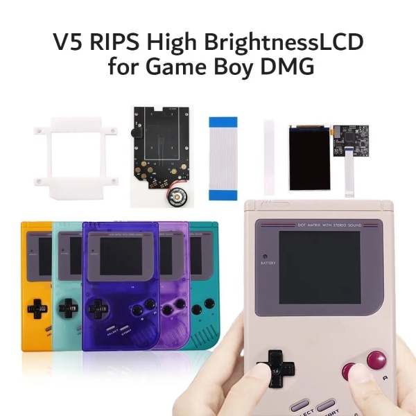 GB DMG RIPS V5 36 färgglada modeller OSD-meny Full storlek IPS-bakgrundsbelysning LCD för GameBoy DMG GB-konsol och förlödningshögtalare C Green and Speaker