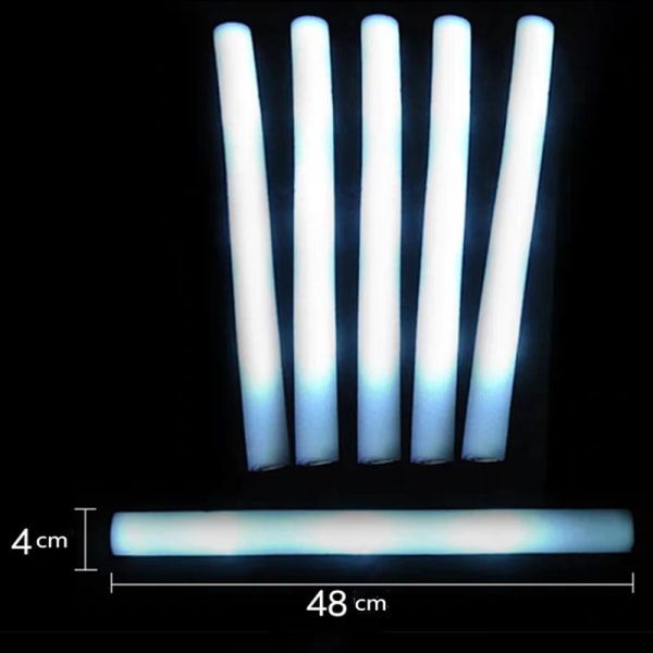 10/20 st Glow Sticks Bulk LED Färgglada Foam Stick Glow Wands RGB Blinkande Cheer Tube-Vit White 10 Pcs