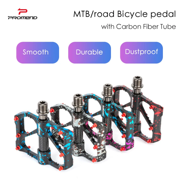 Cykelpedaler med 3 lager för landsvägscykel med kolfiberaxelrör Ultralätta Mtb-pedaler Hållbar cykelpedal Cykeltillbehör MTB Red 1pair