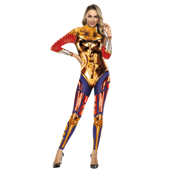 Kvinnor Superhjälte Dräkt Printed Cosplay Jumpsuit Outfit Fancy Dress Kläder Vuxen Jumpsuits Superhero Armor Combat Suit 155 XL