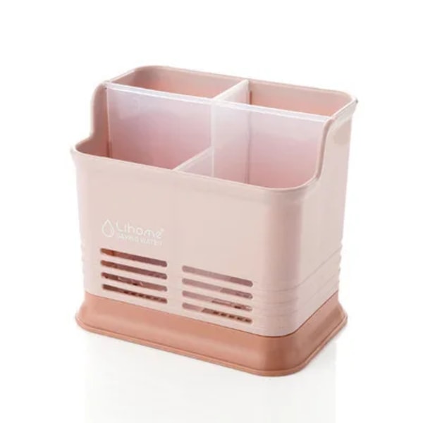 Sked Ätpinnar Gaffel Förvaringsboxställ Multifunktionsbestickhållare Plast Köksbänklåda Bestickhållare pink