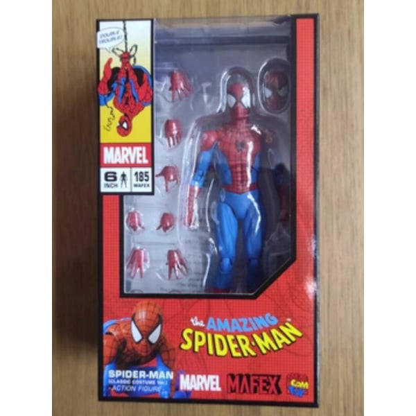 Original Mafex 185 Classic Spiderman Actionfigurer Leksaker 1/12 6 tums Spider Man-statyer Modell Samlarprydnader Presentleksaker With box