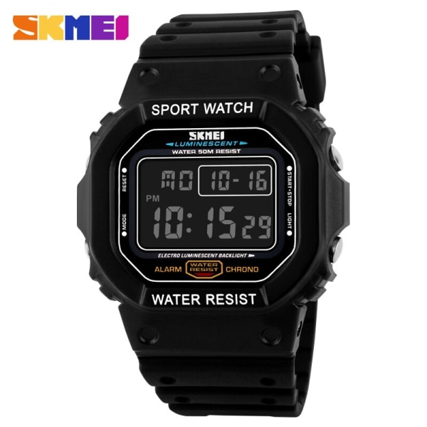 Nytt mode Skmei Brand LED Watch Herr Sportklockor Digital Military Watch 50m Vattentät utomhusklänning Armbandsur black