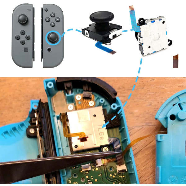 Original 3D Analog Joystick Joypad Byte Vänster/Höger Reparationssats tumpinnar Sensor med 4 "Y"-skruvar för Nintendo Switch 3