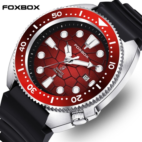 LIGE Watch Mode Silikonrem 30m Vattentät Klockor Lysande Hand Watch Roterande ram Kalender Quartz Armbandsur Red