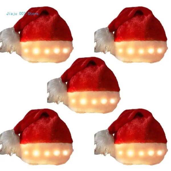 5 STK Juldekoration Plysch LED-hatt Ljus upp Tomteluva Festtillbehör Semester Kostym Rekvisita Människor Inga människor Plats C9GA Red
