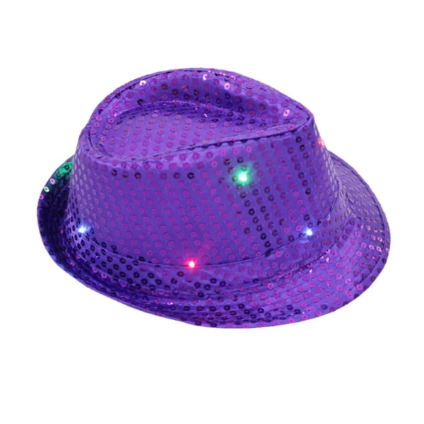 Män Kvinnor Glitter Paljett Fedora Trilby Cap Dans Jazzhatt Gangster Festdräkt purple