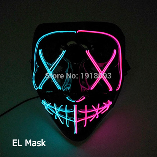 Hot Sales Halloween LED Mask Party Masque Maskerad Masker Skräck Neon EL Mask LED style 2