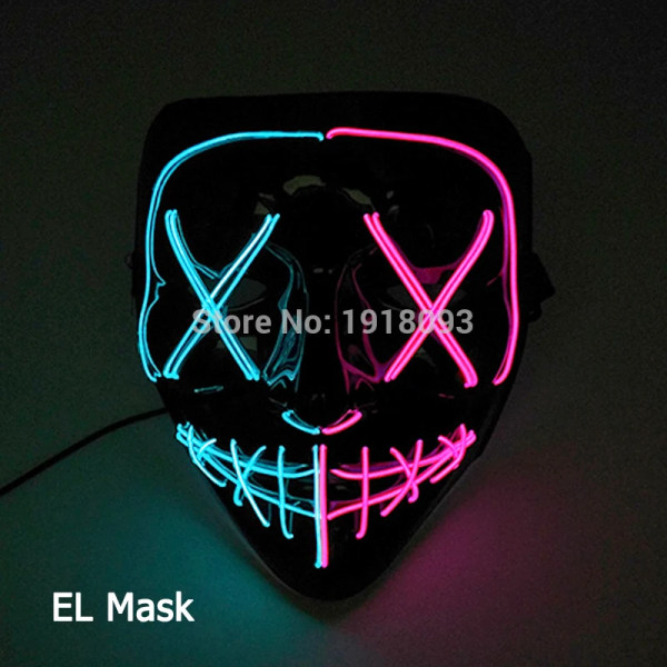 Hot Sales Halloween LED Mask Party Masque Maskerad Masker Skräck Neon EL Mask LED style 25