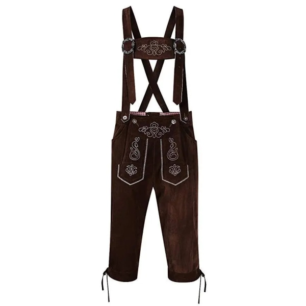 S-3XL Bavaria Oktoberfest Mocka Lederhosen Suspender For Adult Man Deluxe Traditionell tysk öl Party Outfit Jumpsuit kostym Aubrn XXL