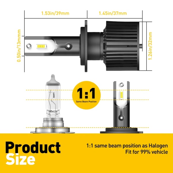 -2x H4 LED-strålkastare H1 H7 LED CANBUS Billampor H11 H8 Turbo Ljuslampa 9005 HB3 9006 HB4 LED-strålkastare 16000LM Vit 9006/HB4