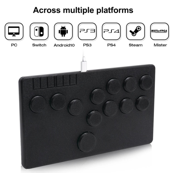 Mini Hitbox-knappar Flatbox Arcade Fight Stick Kailh Switch Arcade Game Controller Pico GP2040-CE För PC/PS3/PS4/Swi black-pk switch With Red caps