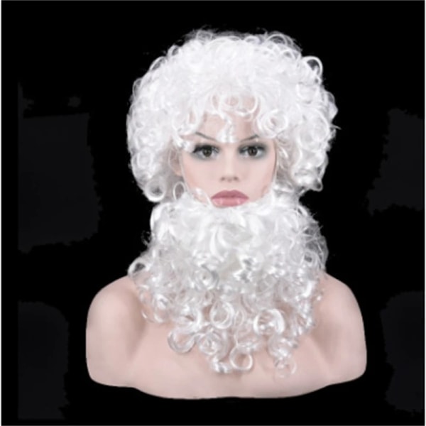 Cos Jul Jultomten Klä Upp Tillbehör Jultomten Överdimensionerat skägg Vit Stor Peruk Skägg Wig Beard One Size