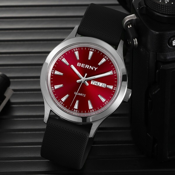 Luminous Men Quartz Watch Calendar Lyx Vattentät Armbandsur Miyota Watch Rostfritt stål Silikon Watch Klocka för män 2676MSC-GRN