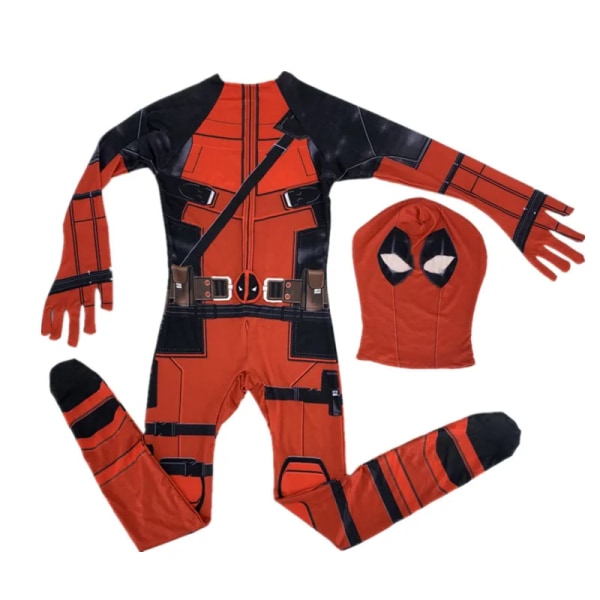 Deadpool Kostym Superhjälte Cosplay Kostymer Superhjälte Barn Bodysuit 3D stil Halloween Cosplay Kostymer Svärdpåse 3 130CM