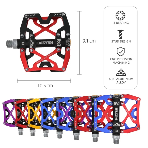 MZYRH Superlätt kvalitetsaluminium cykelpedal antisladd för road mountainbikepedaler bmx cykeldelar Cykel Pei fotpeda Y06-Blue Red