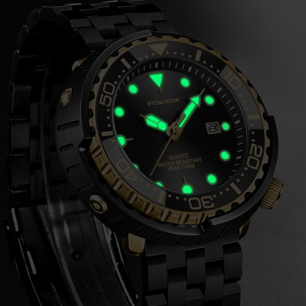 LIGE Mode Watch 50M Vattentät Lysande Sportarmbandsur Roterande Bezel Quartz Watches med Auto Date Relogio Masculino Steel Green