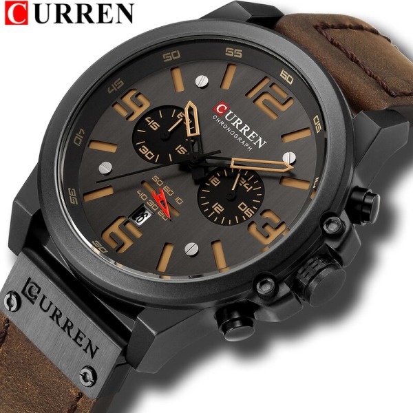 Watch för män Toppmärke Lyxmode Läderkvarts Märklockor Dejt Företagande Sport Man Armbandsur Klocka Montre Homme Multiple colors