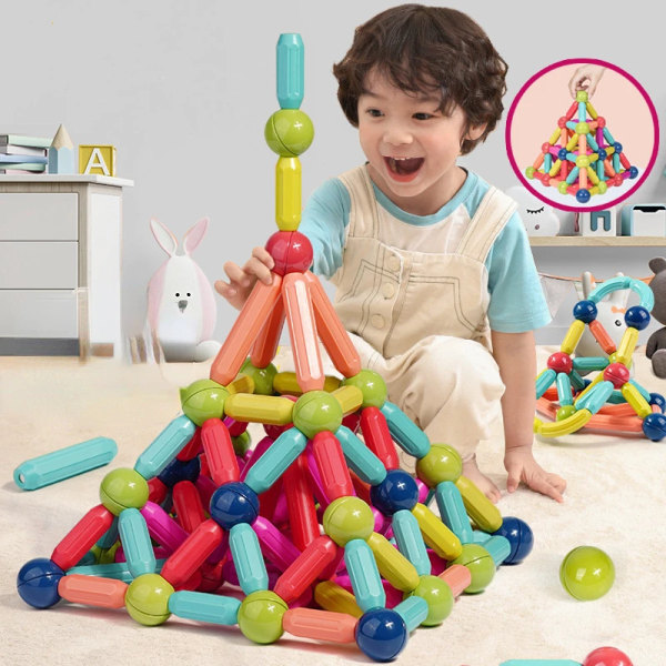 Magnetiska konstruktionsblockset Set för barn Byggklossar Montessori pedagogiska leksaker för barn Pojke Flicka Magnetstång Chocolate