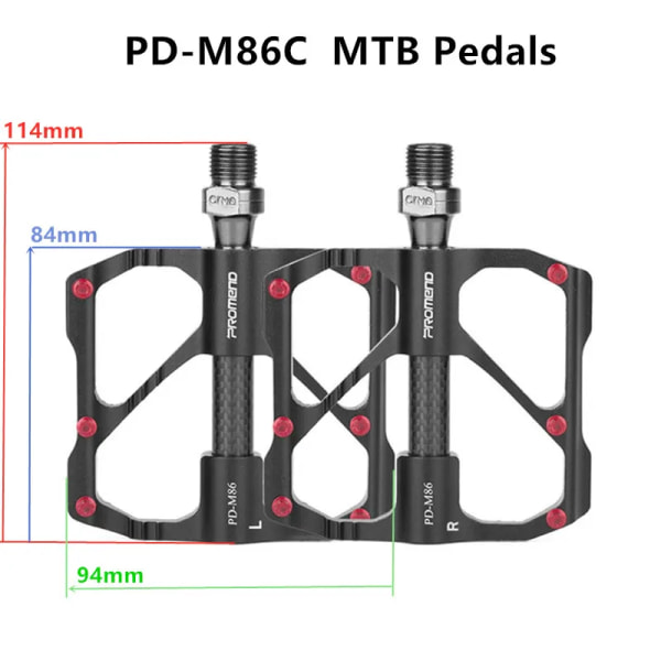 PROMEND platt cykelpedal Ultralätt 3 tätade lagerpedaler Landvägscykelpedaler MTB breda plattformspedaler Bicicleta-tillbehör PD-R87C Red