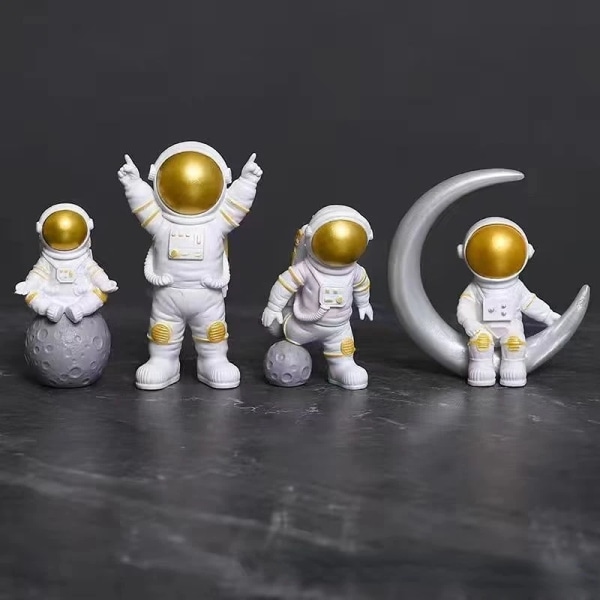 4 st Astronautfigur Staty Staty Spaceman Skulptur Pedagogisk leksak Skrivbord Heminredning Astronautmodell För barn Present