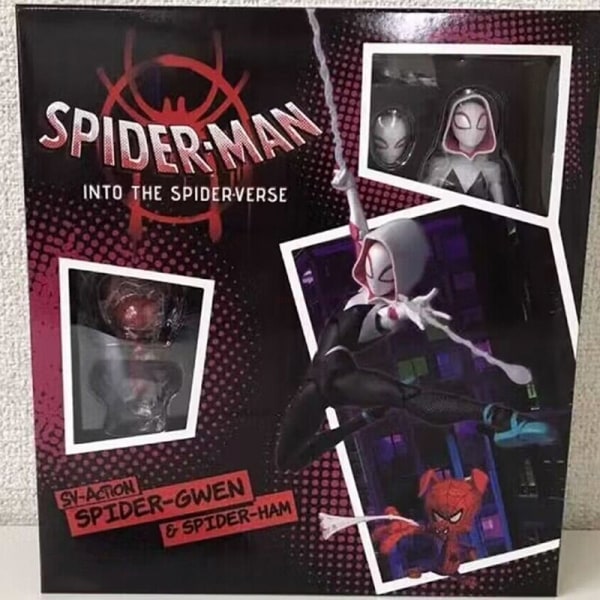 Marvel Spiderman Sh Figuart Spider Gwen Anime Actionfigur Stacy Miles Morales Figur Into The Spider-Verse Leksaker Modellpresenter with box B