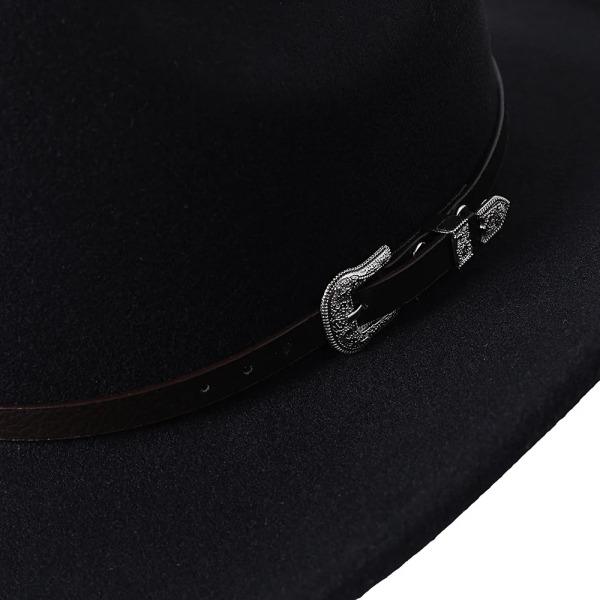 Cowboyhatt i etnisk stil Mode Chic unisex enfärgad jazzhatt med tjurformad dekor Western Cowboyhattar 14