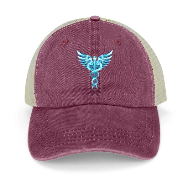 Blå Caduceus Symbol Cowboyhatt solhatt Lyxmärke Herrhattar Dam Wine Red