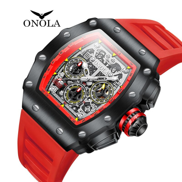 ONOLA Brand Luxury Watch Herr Armbandsur Multifunktion Sport Vattentät Lysande Sport Casual Clock Herr Quartz Watches Herr Black