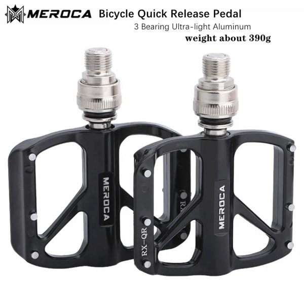MEROCA Cykel Quick Release Pedal Seal 3 Bearing Ultralätt aluminiumlegering MTB landsvägscykel Halkfri för Brompton Bike Pedaler black one pair