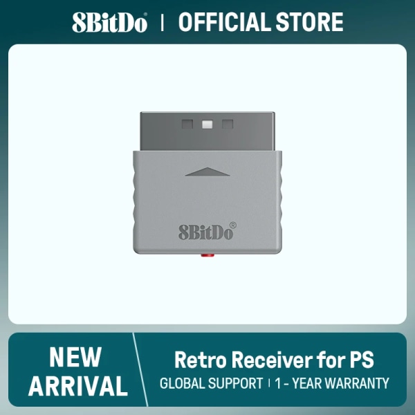 8BitDo Retro Receiver för PS1 PS2 och Windows, kompatibel med Xbox Controller, Switch Pro och PS5/PS4 Controller PS Retro Receiver