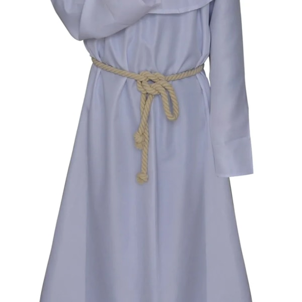 Medeltida munk prästerskap pest läkare dräkt klänning dräkt för vuxna män präst huva kappa Cape Christian mantel Halloween outfit sjal White S